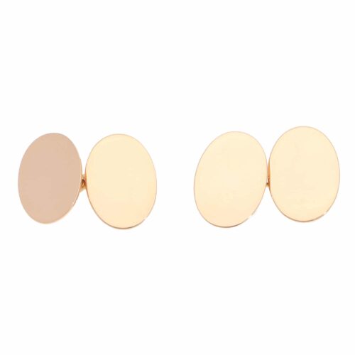 Vintage Victorian Oval Chain Cufflinks in Rose Gold