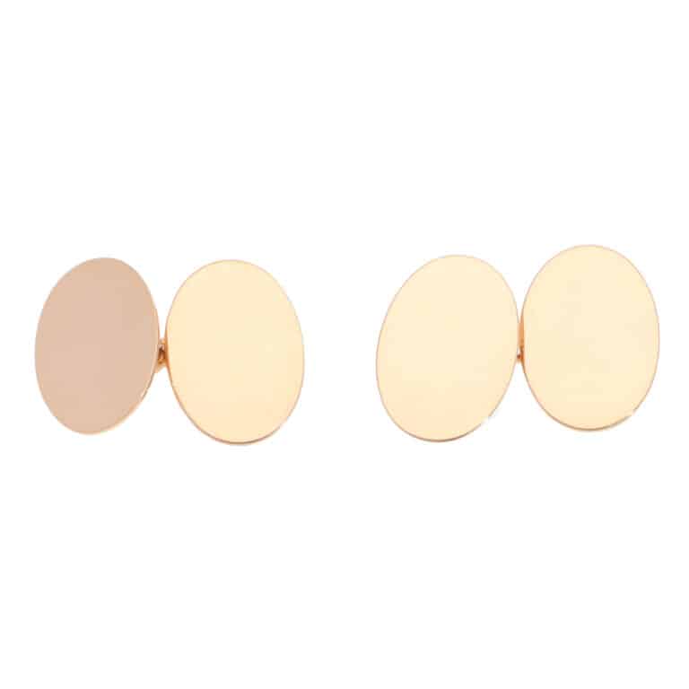 Vintage Victorian Oval Chain Cufflinks in Rose Gold