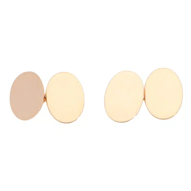 Vintage Victorian Oval Chain Cufflinks in Rose Gold