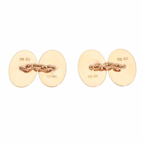 Vintage Victorian Oval Chain Cufflinks in Rose Gold