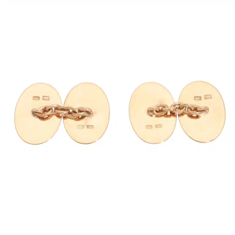 Vintage Victorian Oval Chain Cufflinks in Rose Gold