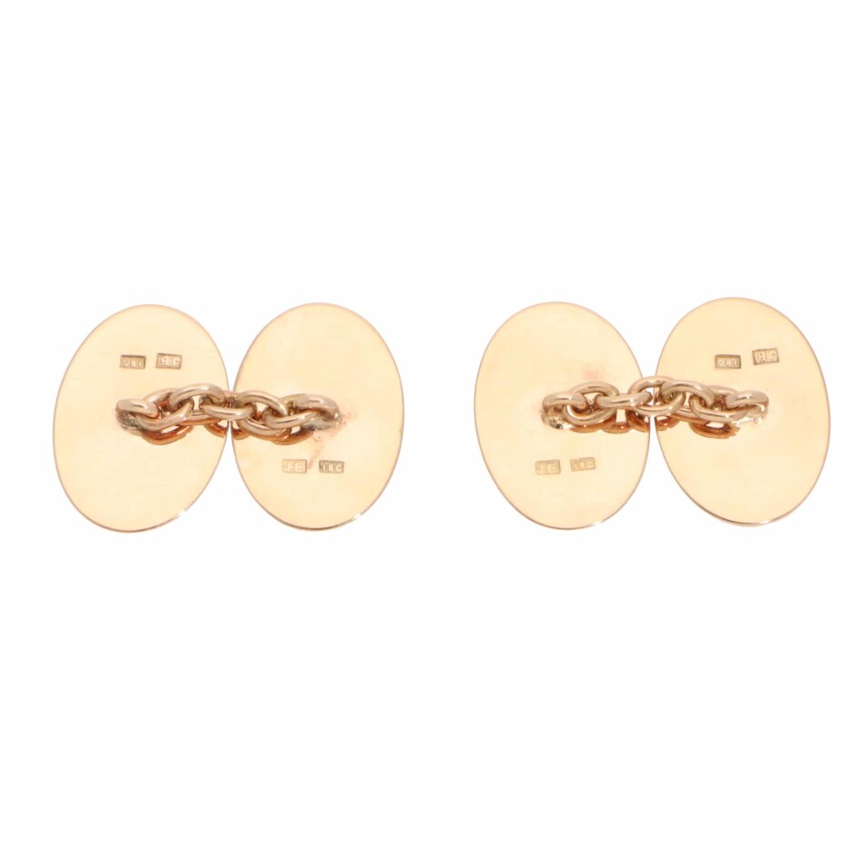 Vintage Victorian Oval Chain Cufflinks in Rose Gold