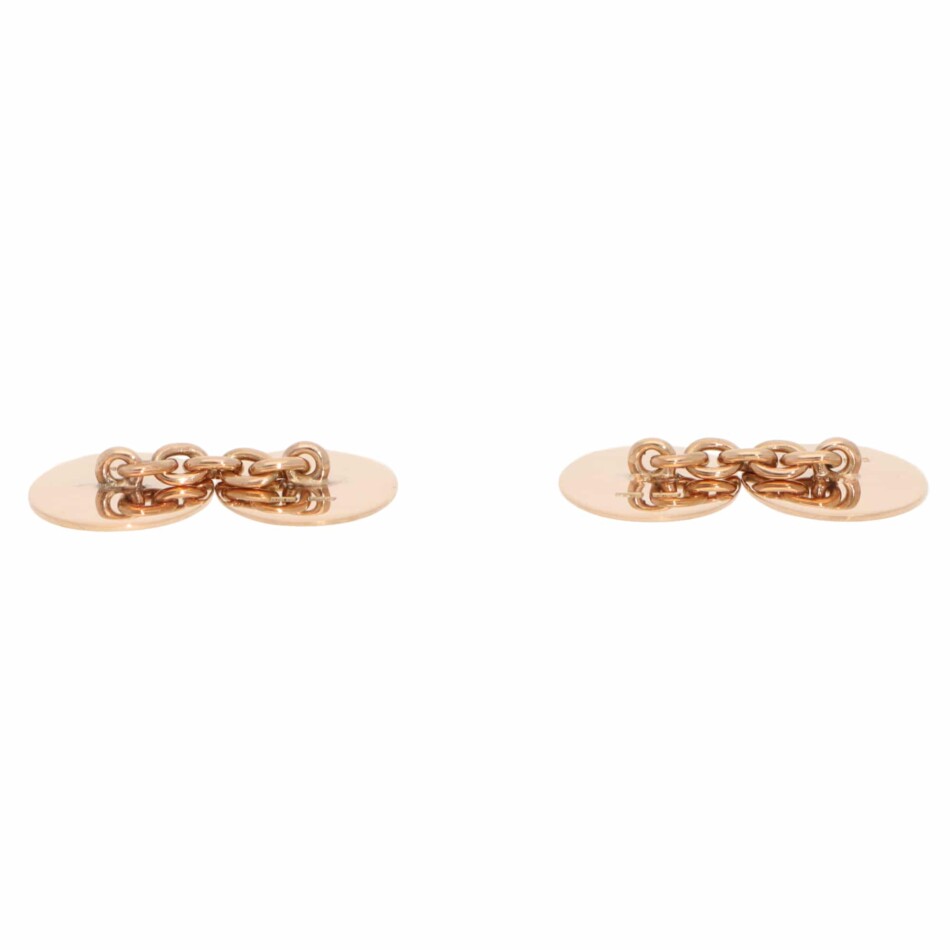 Vintage Victorian Oval Chain Cufflinks in Rose Gold