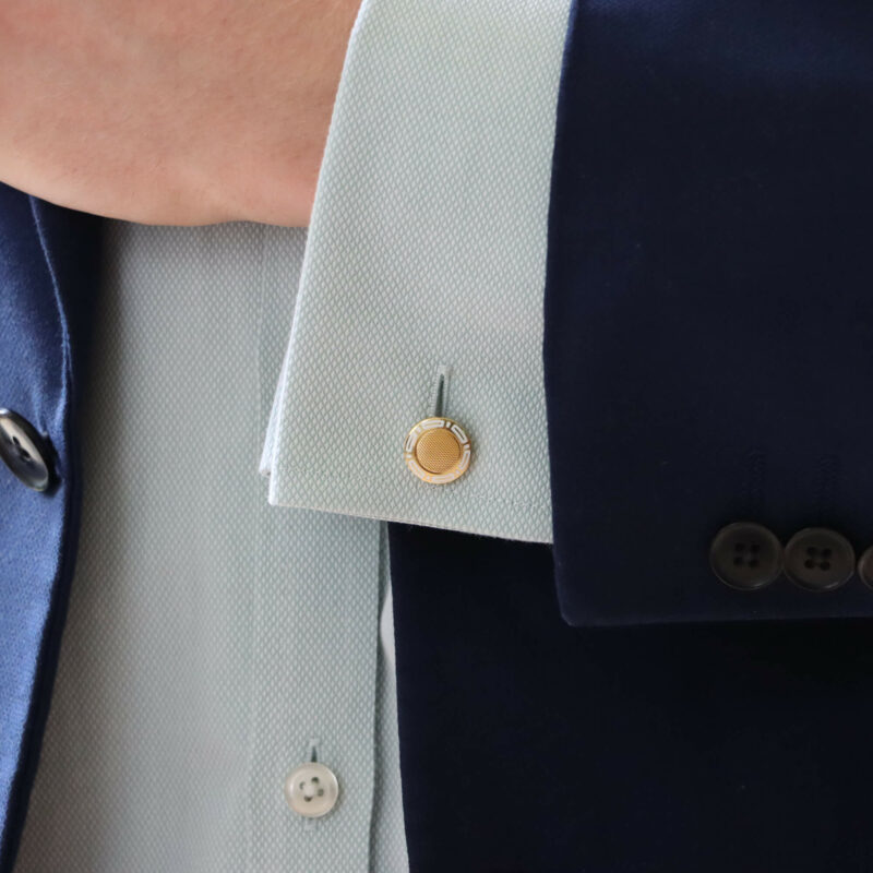 Vintage Bulgari gold enamel cufflinks