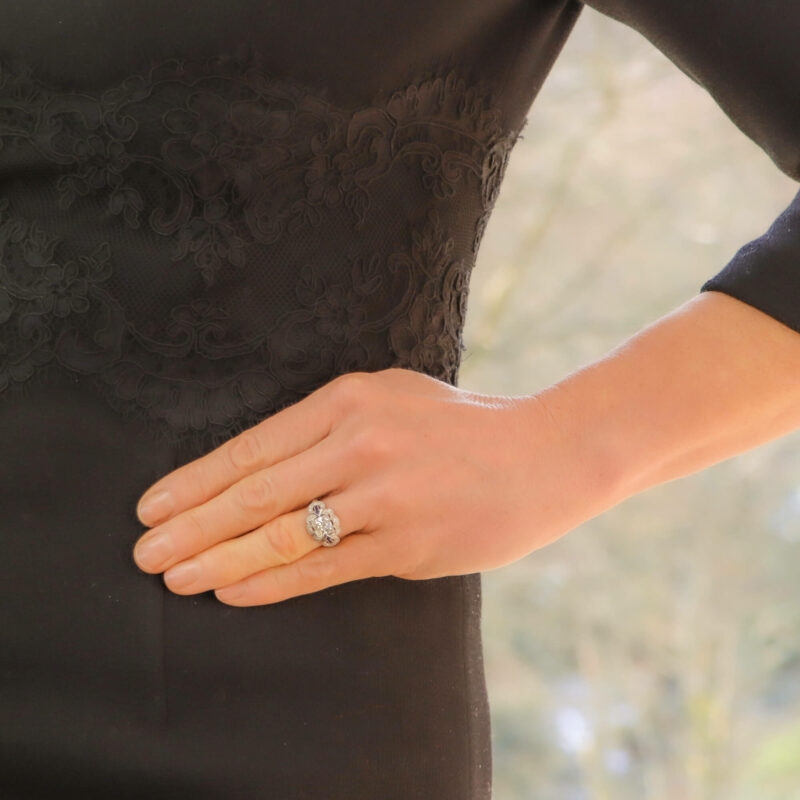 Edwardian Old European Cut Diamond and Sapphire Ring