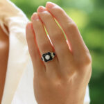 0.50ct Diamond and Onyx Target Ring in Platinum