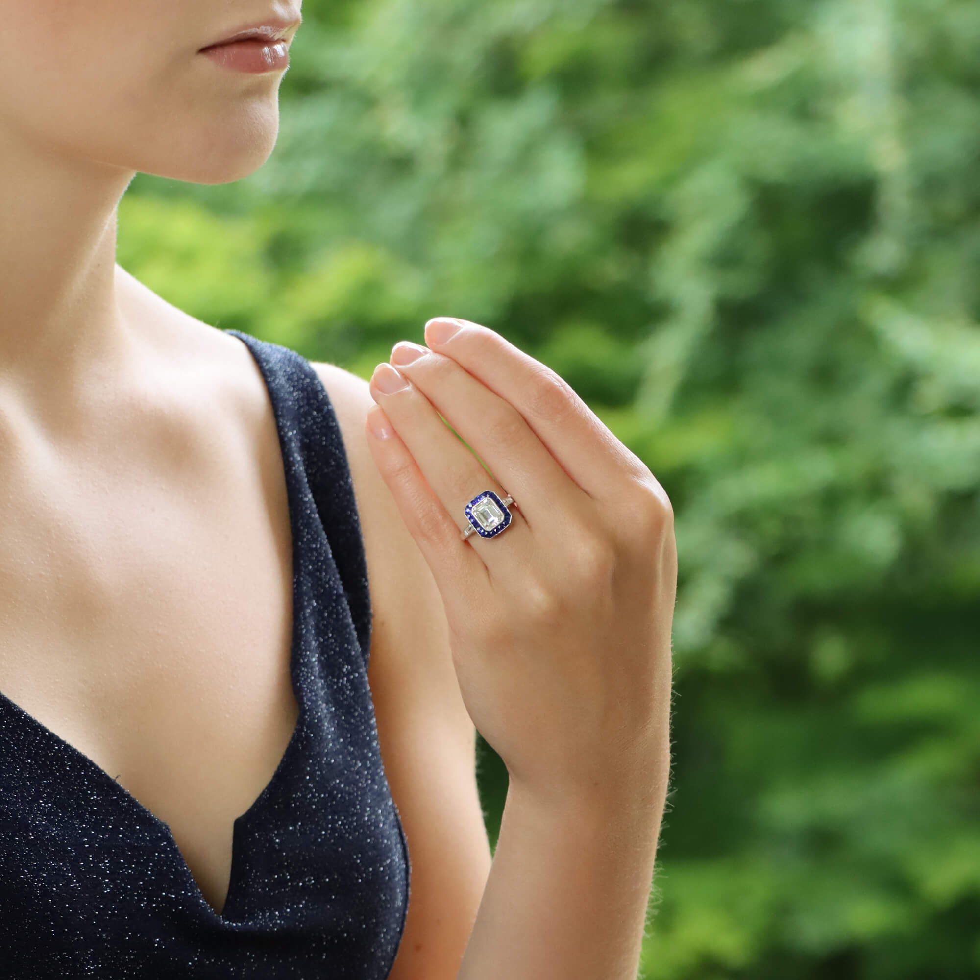 Emerald cut diamond vintage ring shop