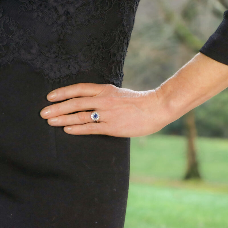 Art Deco Sapphire and Diamond Cluster Ring
