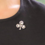 Victorian Pearl and Diamond Clover Brooch Silver-on-Gold