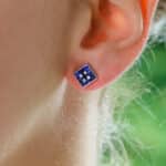 Sapphire and Diamond Square Button Stud Earrings