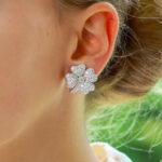 Diamond studded four leaf Clover Earrings