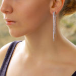 Diamond double line drop earrings