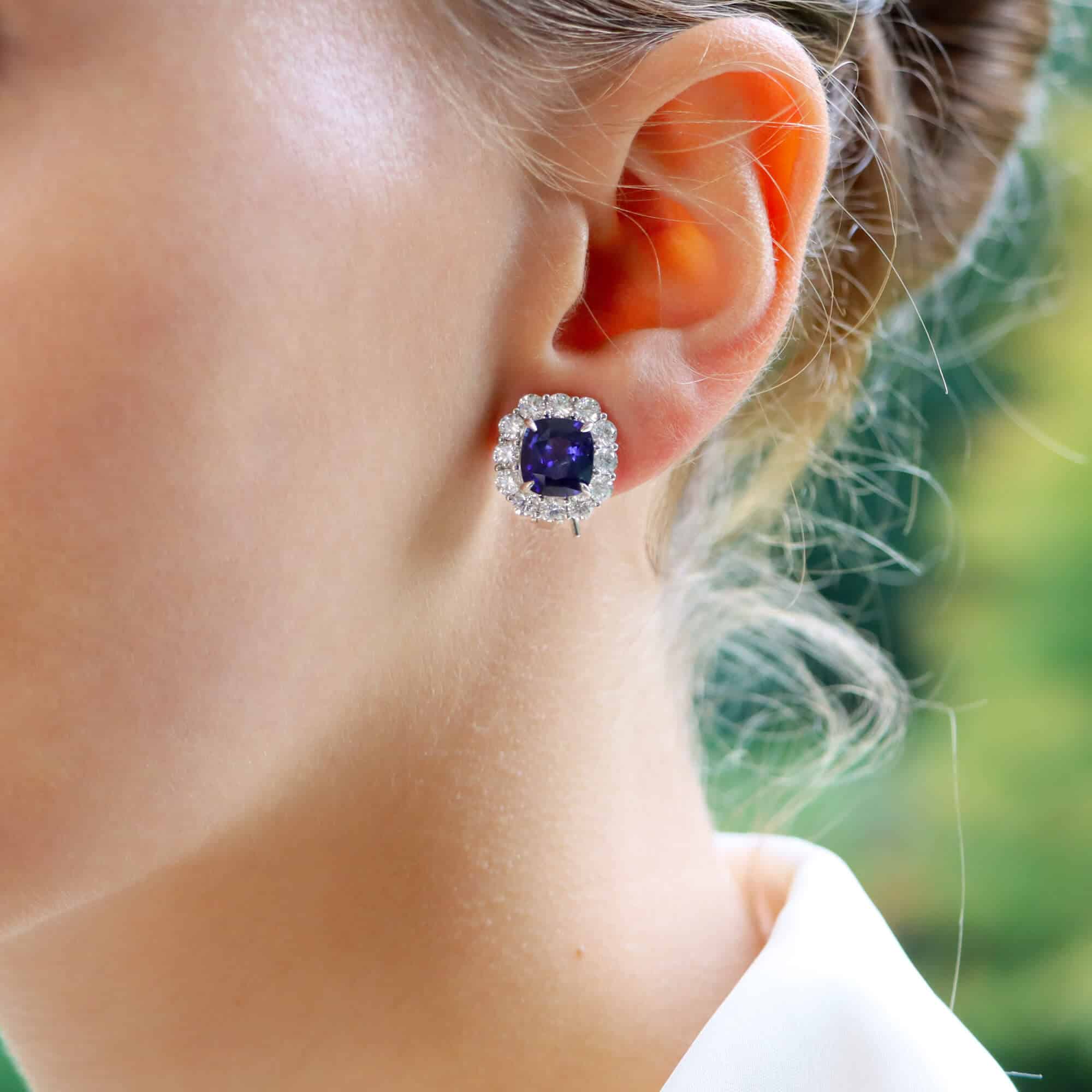 Platinum store sapphire earrings