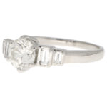 Art Deco Style Round Cut Diamond Ring in Platinum