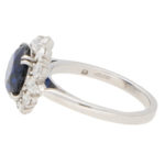 Royal Blue Sapphire and Diamond Cluster Ring