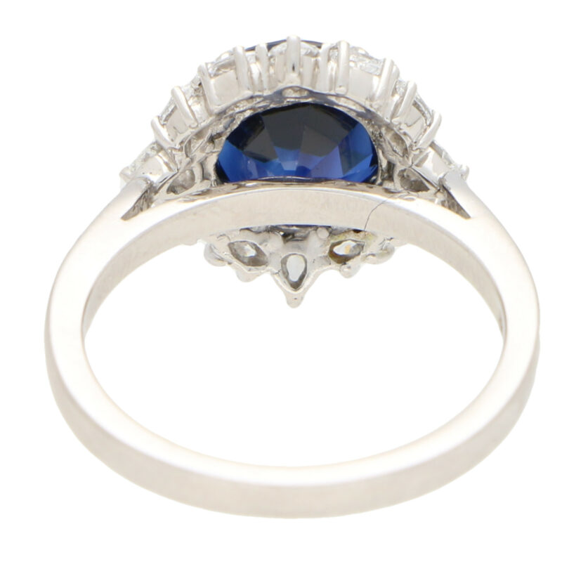 Royal Blue Sapphire and Diamond Cluster Ring