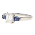 GIA Certified Art Deco Diamond and Sapphire Ring