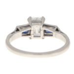 GIA Certified Art Deco Diamond and Sapphire Ring