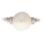 Art Nouveau Inspired Natural Pearl and Diamond Ring