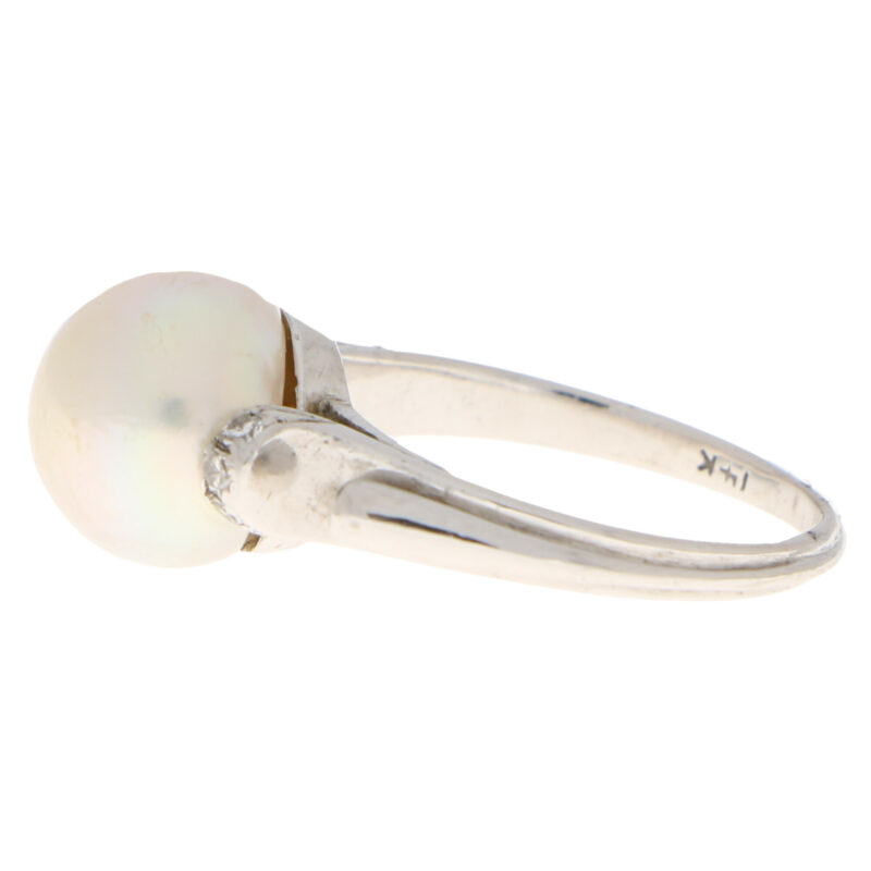 Art Nouveau Inspired Natural Pearl and Diamond Ring