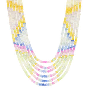 Beaded Pastel Rainbow Sapphire Strand Necklace