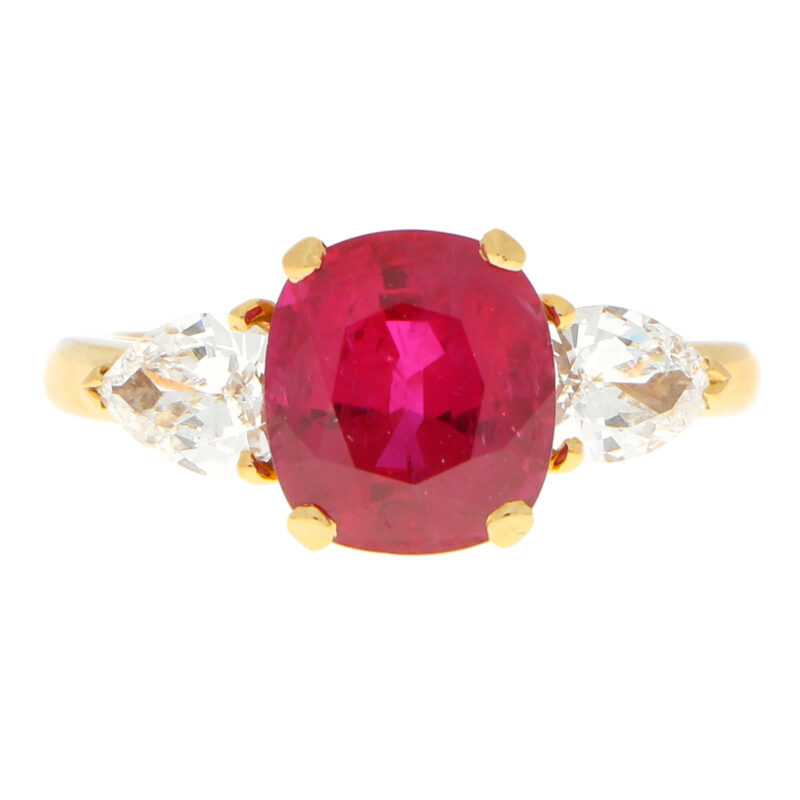 3.58ct Burmese Red Ruby and Diamond Engagement Ring