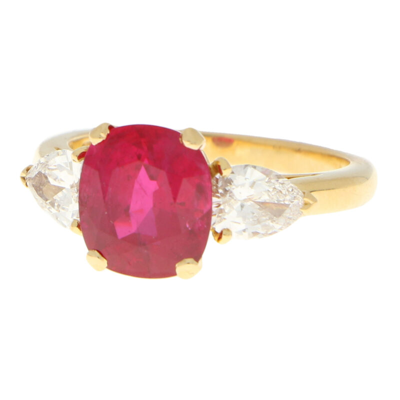 3.58ct Burmese Red Ruby and Diamond Engagement Ring