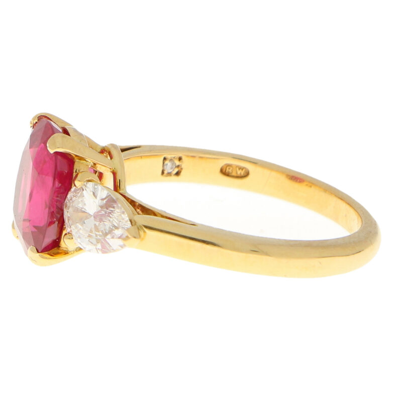 3.58ct Burmese Red Ruby and Diamond Engagement Ring