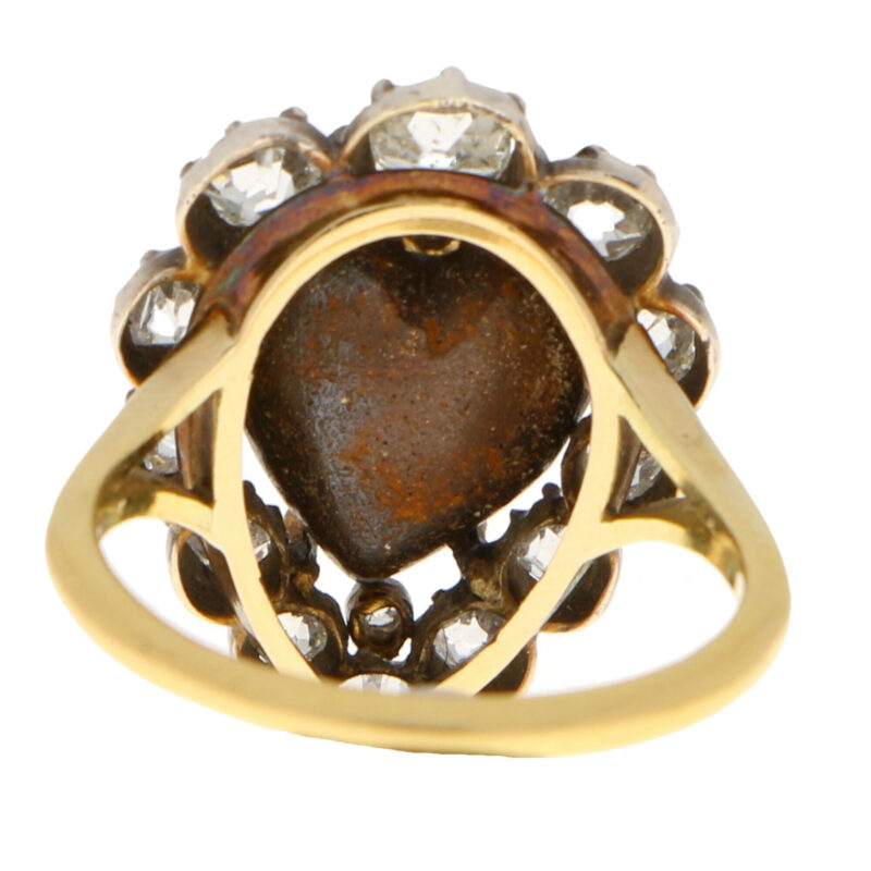 Victorian Opal and Old Mine Cut Diamond Heart Ring