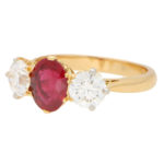 Unheated Ruby and Diamond  Ring in Yellow Gold