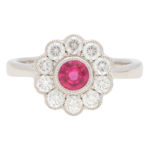 Ruby and Diamond Cluster Ring