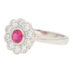 Ruby and Diamond Cluster Ring