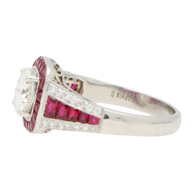 Art Deco Inspired Ruby and Diamond Target Ring