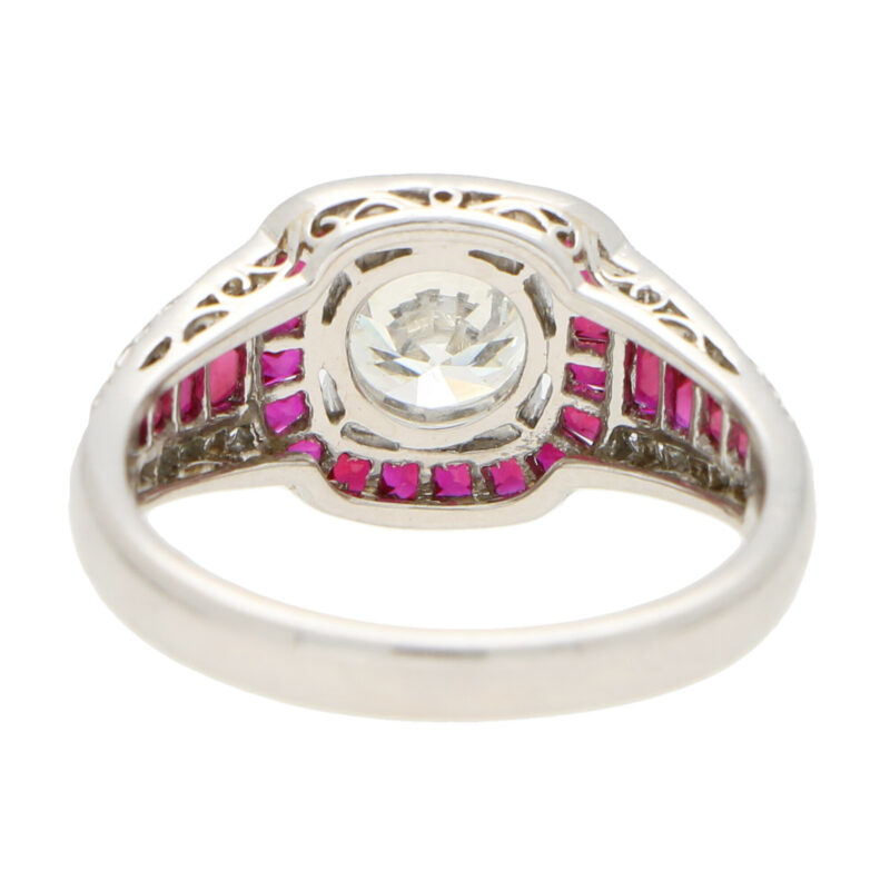 Art Deco Inspired Ruby and Diamond Target Ring