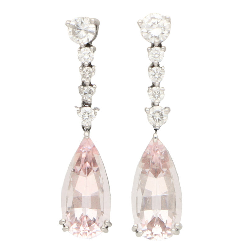 Pink Morganite and Diamond Drop Earrings