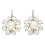 Vintage Akoya Pearl and Diamond Cluster Drops