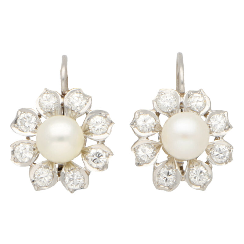 Vintage Akoya Pearl and Diamond Cluster Drops