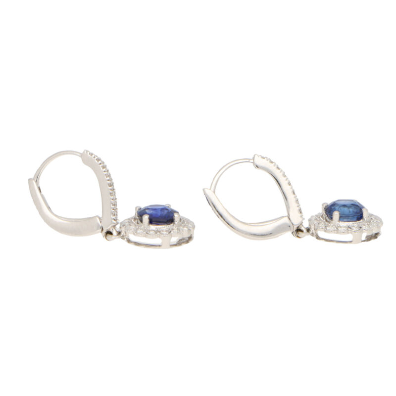 Sapphire and Diamond Cluster Drop Earrings