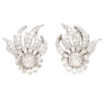 Art Deco Style Abstract Diamond Floral Cluster Earrings