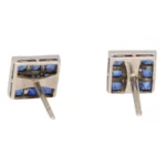 Sapphire and Diamond Square Button Stud Earrings