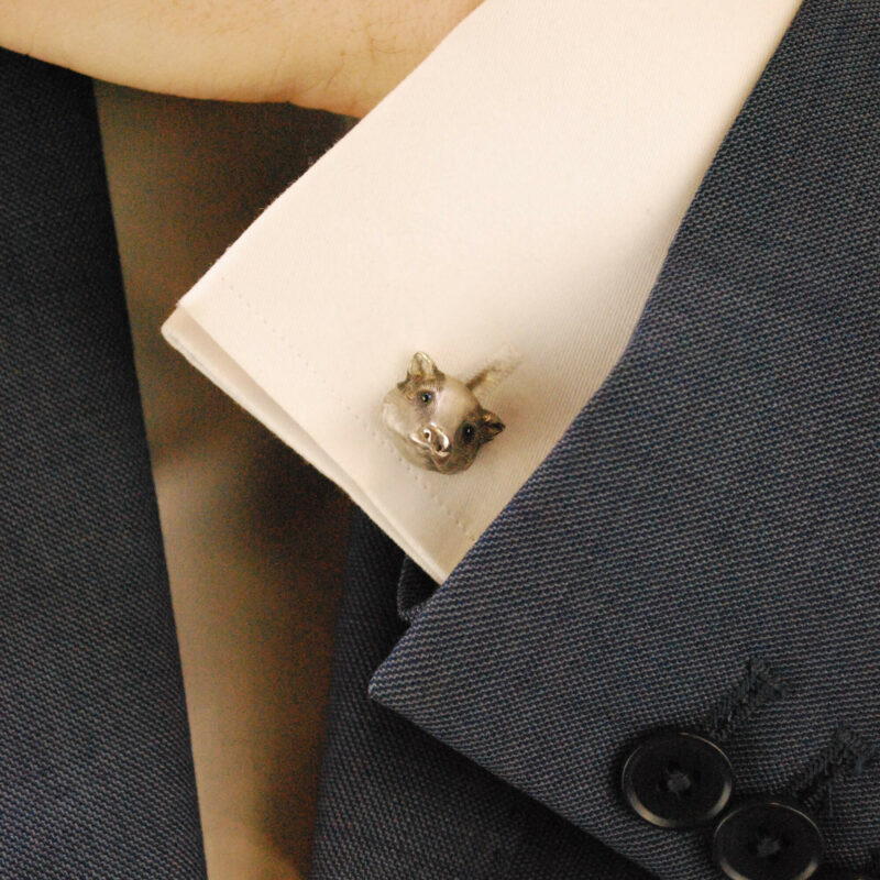 Sapphire Eyed Badger Swivel Back Cufflinks