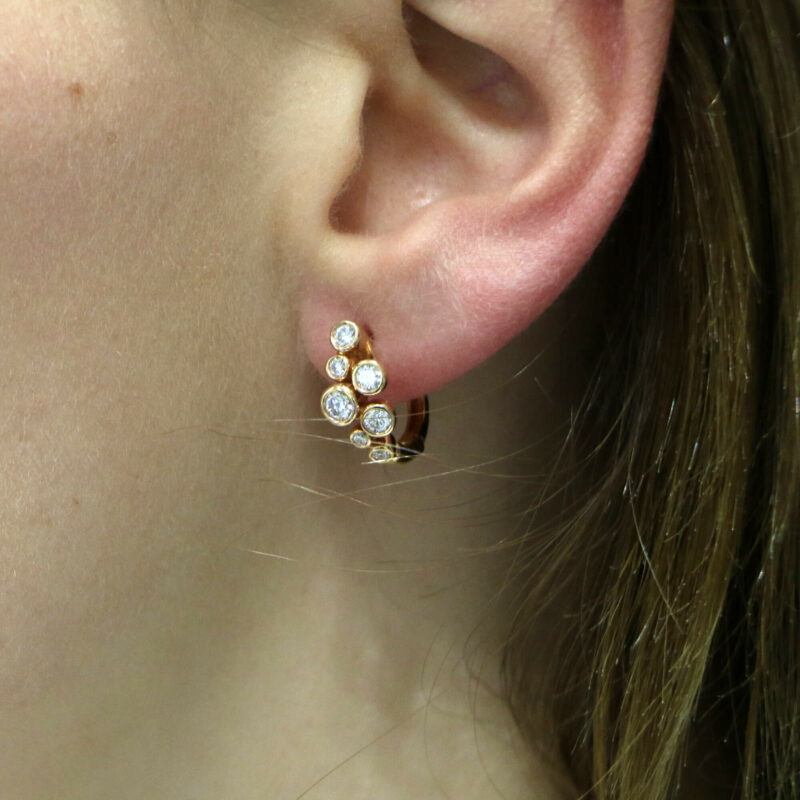 Diamond Bubble Hoop Earrings in Rose Gold