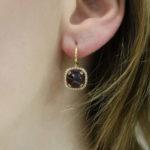 18ct gold garnet diamond drop earrings