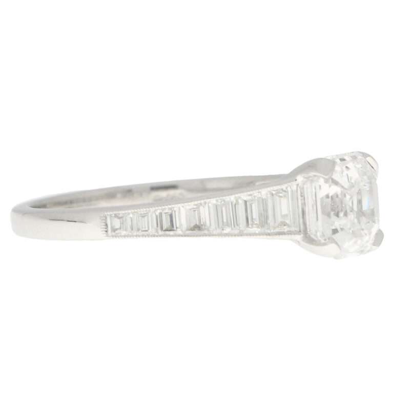 GIA Certified Art Deco Style Asscher Cut Diamond Ring