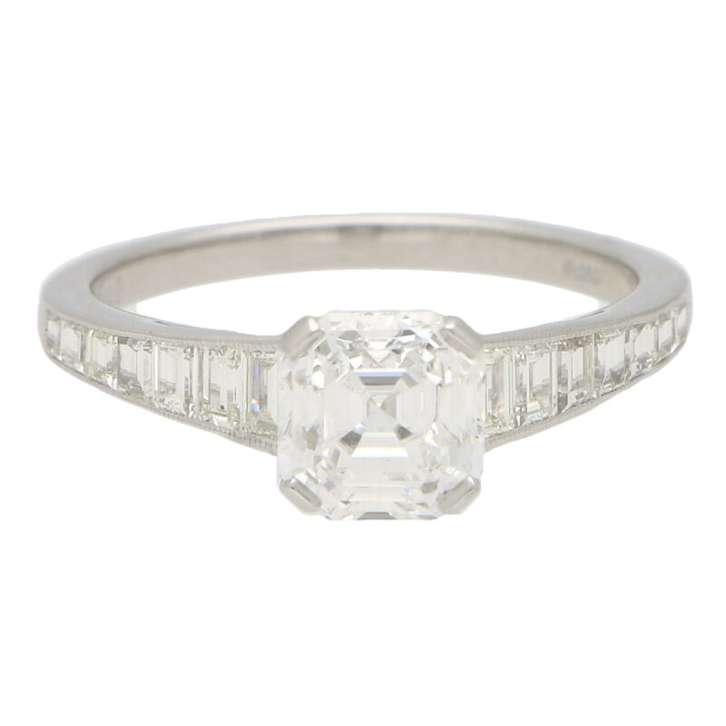 GIA Certified Art Deco Style Asscher Cut Diamond Ring