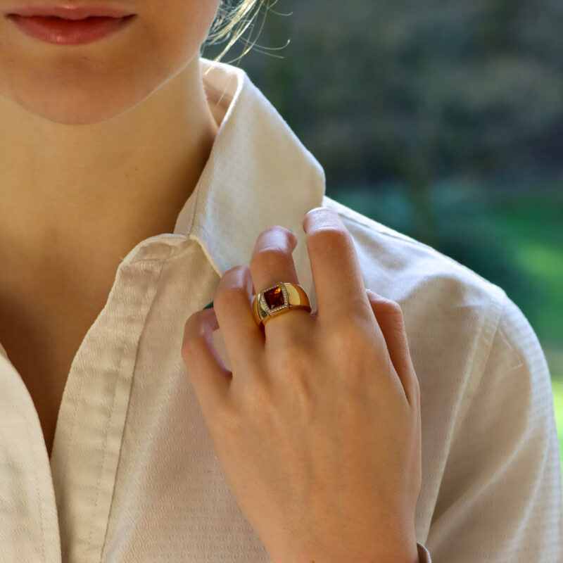 La Dona Citrine and Diamond Ring in Yellow Gold