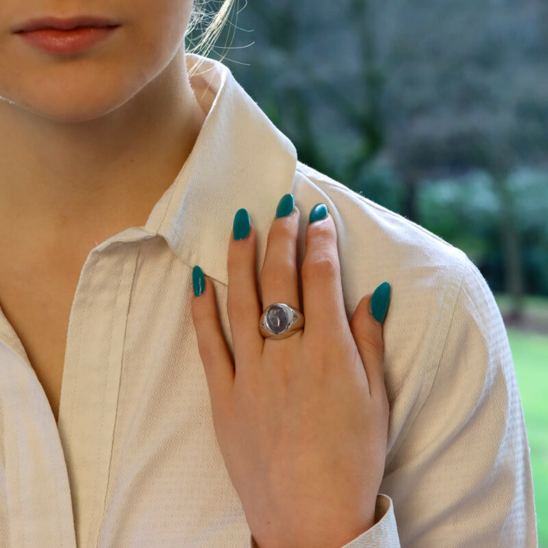 Vintage Star Sapphire and Diamond Cocktail Ring in White Gold