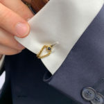 Boucheron gold sapphire woven stirrup cufflinks