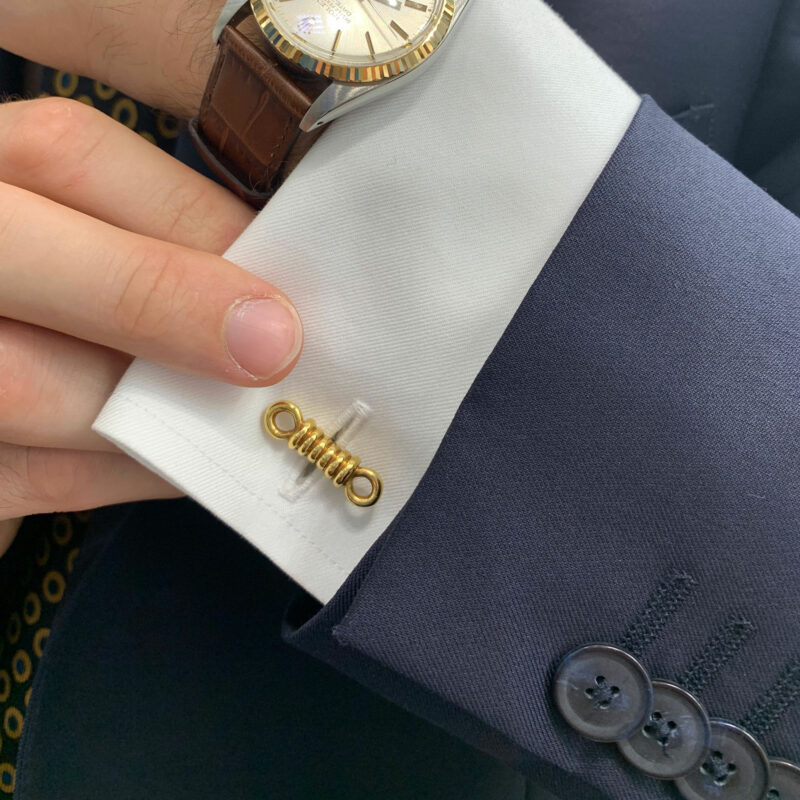 O. J. Perrin 18k yellow gold rope cufflinks.