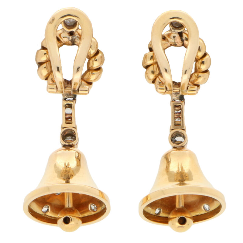 Victorian Old Cut Diamond Bell Drop Earrings, Circa 1900